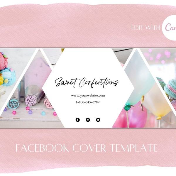 Facebook Timeline Cover | Business Marketing | Editable Facebook Cover | Canva Template | Bakery | Collage Facebook Banner | Photography