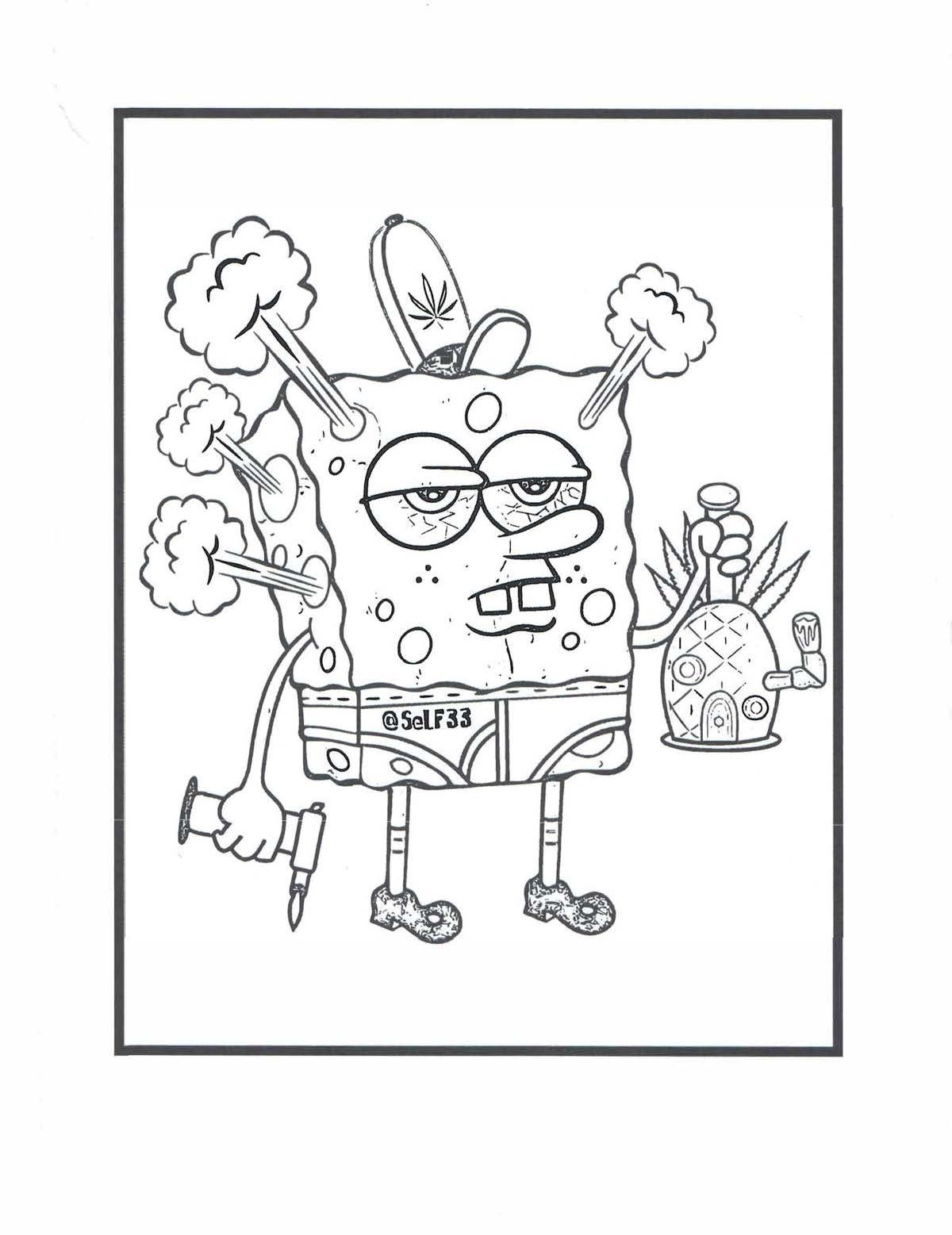 14 Sponge Bob Stoner Coloring Pages Etsy
