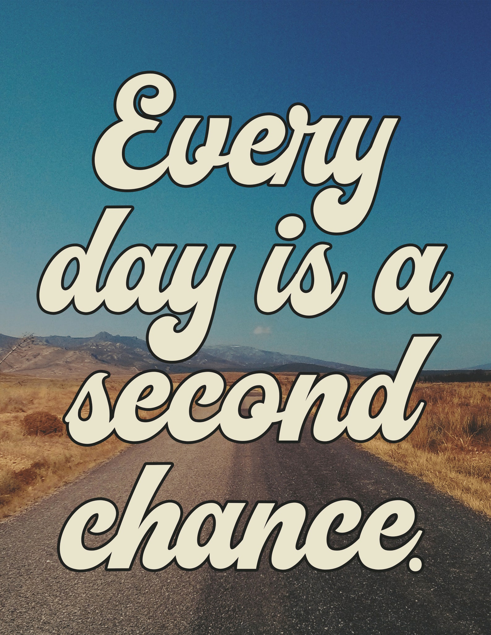 Every Day is a Second Chance Quote Art Wall Art Inspirational Etsy