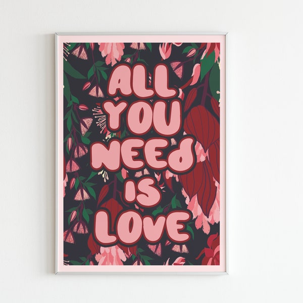 All you need is love Beatles Digital Download quote art/ wall art inspirational home decor art quote poster wall decor office nursery lyrics