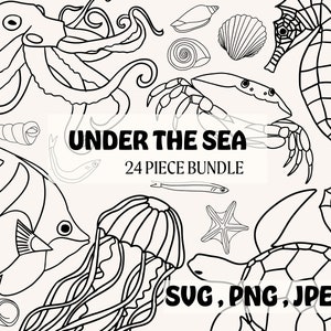 Bajo el mar / Sealife SVG Bundle / Criaturas submarinas / Tortugas marinas / Conchas marinas / Océanos SVG / Decoraciones de fiesta bajo el mar