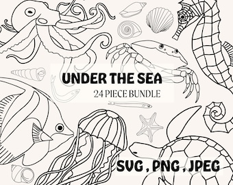Under the Sea | Sealife SVG Bundle | Underwater creatures | Sea Turtles | Sea Shells | Oceans SVG | Under the Sea Party Decorations