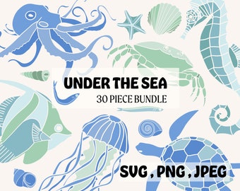 Under the Sea | Sea life SVG Bundle | Underwater creatures | Sea Turtles | Sea Shells | Oceans SVG | Under the Sea Party Decorations