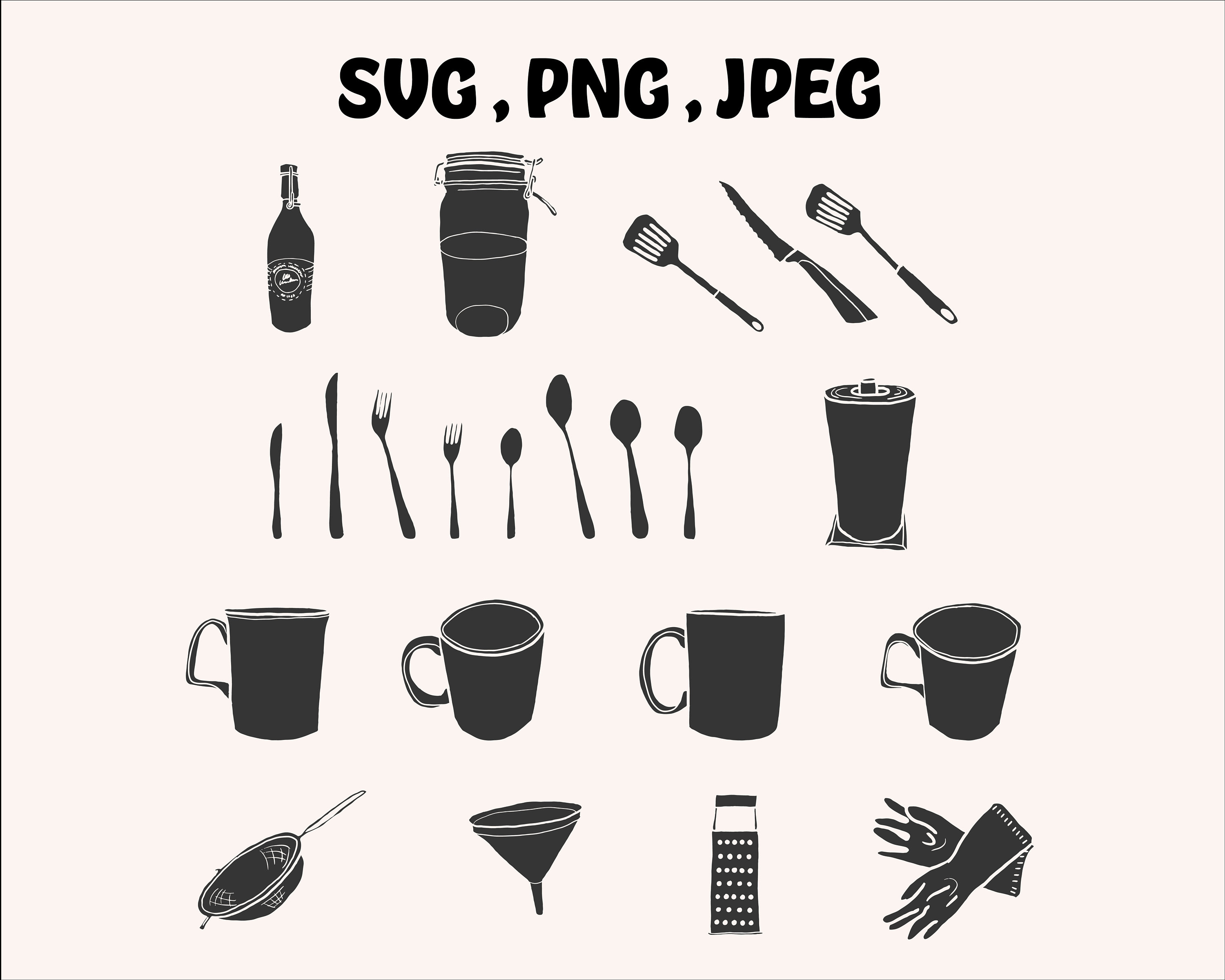 Kitchen Svg Bundle, Kitchen Cut File, Baking Svg, Cooking Svg
