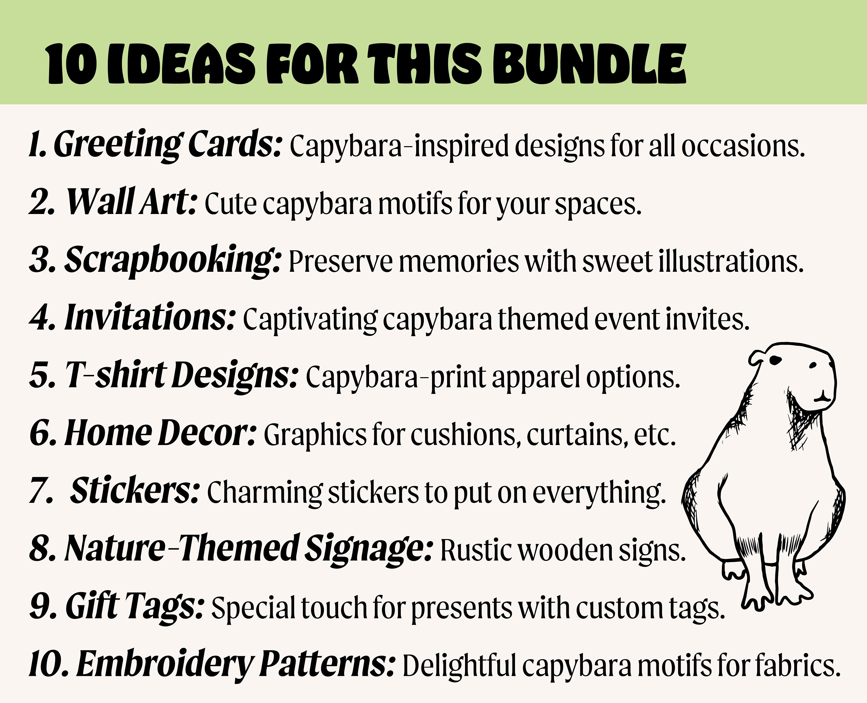 Capybara SVG Bundle Hand-drawn Capybara Designs Perfect for Capybara ...