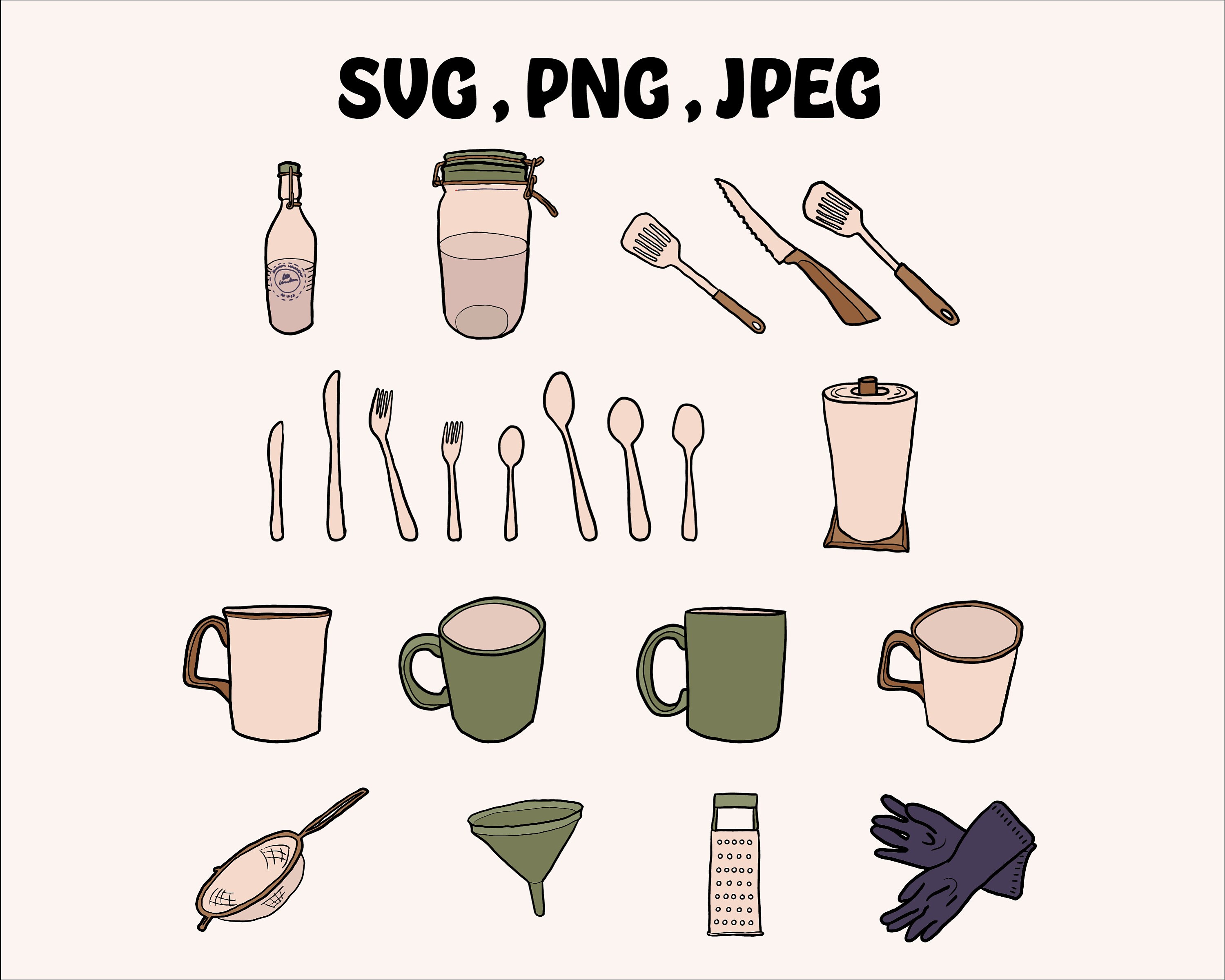 Kitchen Svg Bundle, Kitchen Cut File, Baking Svg, Cooking Svg