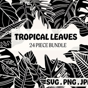 Tropische Blätter Bündel | Tropisches Blatt svg, Monstera Blatt svg, Dschungelblätter svg, Botanische svg, Be nice or Leaf, Bananenblatt svg