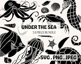 Under the Sea | Sealife SVG Bundle | Underwater creatures | Sea Turtles | Sea Shells | Oceans SVG | Under the Sea Party Decorations