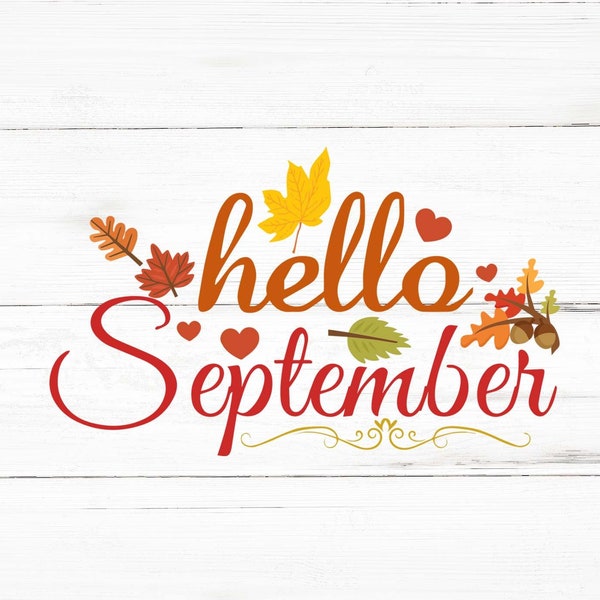 Hello September Svg, Hello September Png, Hello September Bundle, Harvest Designs, Harvest Cricut