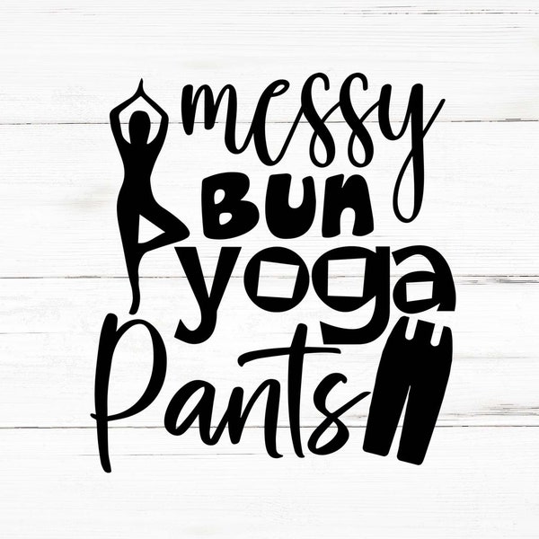 Messy Bun Yoga Pants Svg - Etsy Denmark