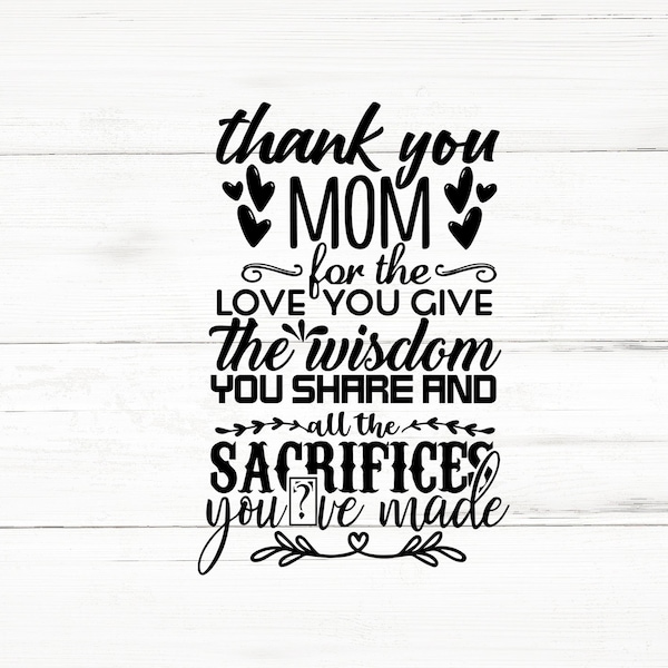 Thank You Mom Svg, Thank You Mom Png, Thank You Mom Bundle, Thank You Mom Designs, Thank You Mom Cricut