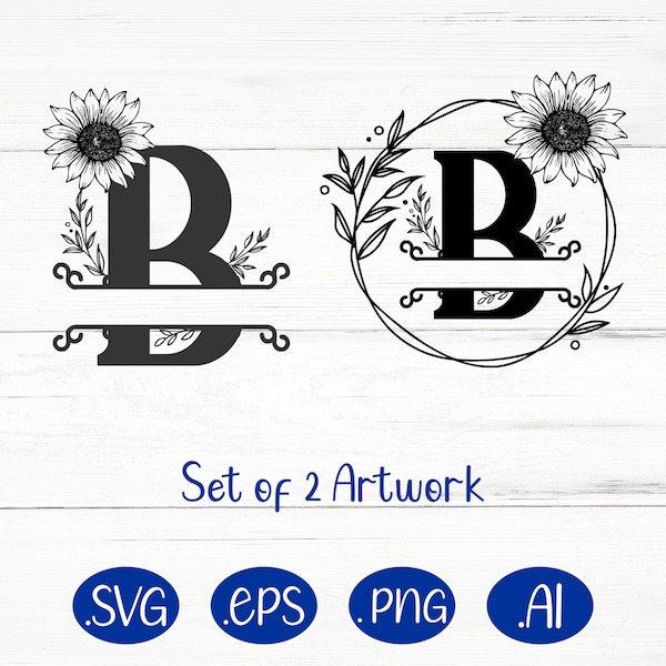 B-Letter A Split Monogram Alphabet SVG, EPS, png, Ai Split Monogram Frame Alphabet, Cut File for Cricut, sublimation, 26 Individual Svg Png