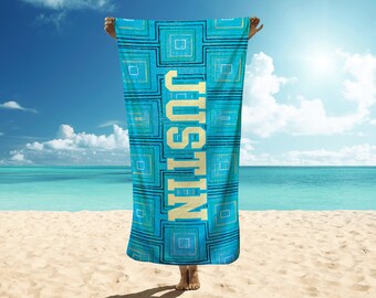 Famous Geometry Artwork Personalized Name Gift Beach Towel, Customized gift Towel, Free Custom Bag