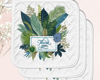 tropical leaves Personalized Custom Pot Holder – 2 Pack 8X8 Inch Kitchen Oven Hot Pads Potholder