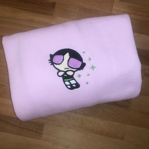 Buttercup Embroidered Sweater| Powerpuff girls T-shirt| Buttercup Crewneck| Buttercup Crewneck|Embroidery t-shirt| Embroidered| Gift
