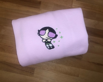 Buttercup Embroidered Sweater| Powerpuff girls T-shirt| Buttercup Crewneck| Buttercup Crewneck|Embroidery t-shirt| Embroidered| Gift