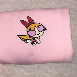 Blossom Embroidered Sweater| Powerpuff girls T-shirt| Blossom Crewneck| Bubbles T-shirt| Embroidery t-shirt| Embroidered| Gift