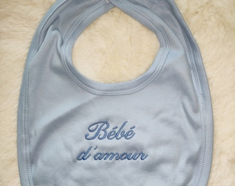 Bavoir bébé 100% coton à personnaliser en broderie- Bavoir rose ou bleu en coton