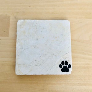 Paw Coaster, Dog Coaster,4x4 Coaster, Stone Coaster, Coaster Set, Pet Owner Gift