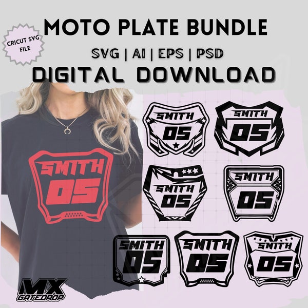 Cricut Motocross Svg Plate bundle editable custom moto plate bundle eps psd