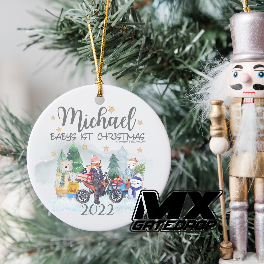 Baby 1st Christmas Custom Ornament motocross Dirt Bike Family Keepsake