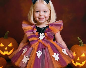 Spooky-Cute Ghost Tulle Dress, Perfect for Halloween Fun, Toddler Halloween, My First Halloween, Ghost Baby Shower, Cake Smash Outfit