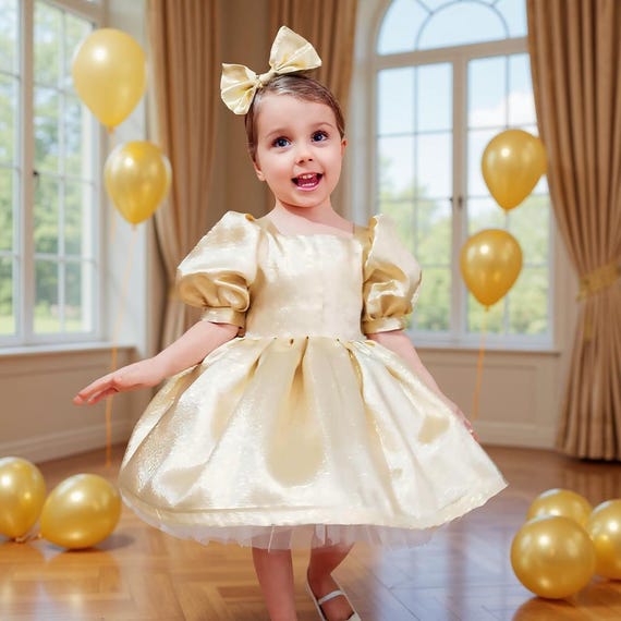 slim fit dress slacks Luxurious Gold Sequence baby Dress – babiesfrock