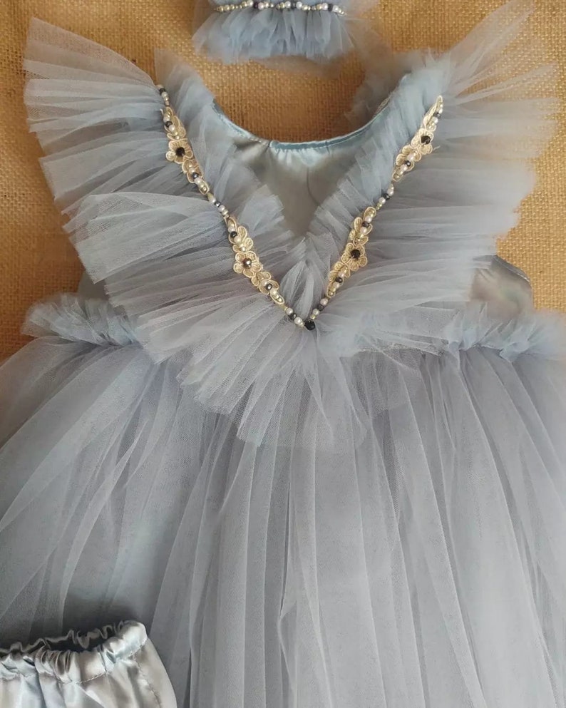 Baby Tulle Dress Baby Shower Gift 3 Pieces Dress Diper Etsy