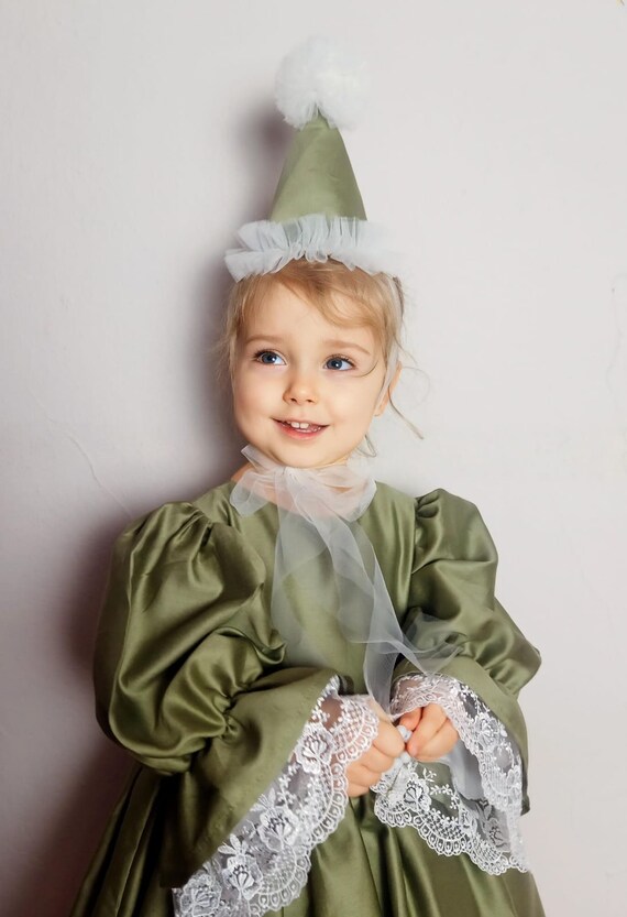 Sage Green Dress Girl With Headband and a Hat Medieval Dress for Girls Boho Flower Girl Dress Baby Toddler Dress Lace Flower Girl Dress Etsy UK