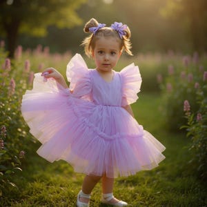 Lavender 3rd Birthday Dress, Tulle Gown, Baby Dress Set, Cake Smash Outfit, Toddler Dresses, Junior Bridesmaid, Princess Gown
