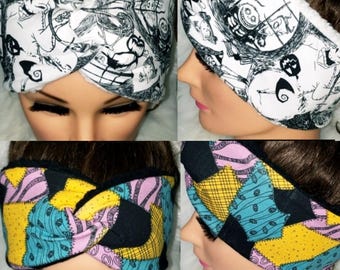 Nightmare before Christmas headband/ sherpa headband/ Tim Burton/ Edward Scissor hands / Headwrap /Ear warmer / Head Warmer / Cozy / Sherpa