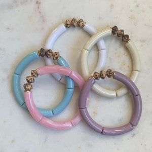 Skinny Acrylic Tube Bead Bracelet/Chunky Bracelet/Acrylic Bamboo Bracelet/Stacking Bracelet