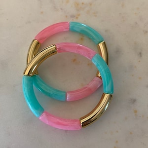 Skinny Acrylic Tube Bead Bracelet/Chunky Bracelet/Acrylic Bamboo Bracelet/Stacking Bracelet