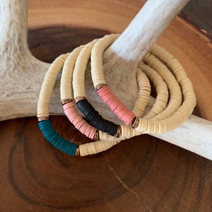 6 MM Heishi Bead Bracelet Stack/Disc Bead Bracelet/Stacking Bracelet/Boho Bracelet/Vinyl Bead Bracelet