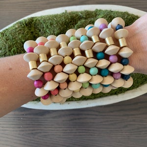 Wooden Bead Bracelet/Chunky Bracelet/Saucer Bead Bracelet/Stacking Bracelet/Boho Bracelet/Summer Bracelets