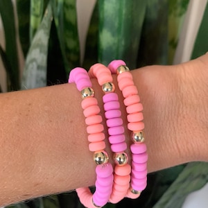 6 MM Rondelle Heishi Bead Bracelet Stack/Stacking Bracelet/Boho Bracelet/Vinyl Bead Bracelet