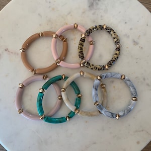 Skinny Acrylic Tube Bead Bracelet/Chunky Bracelet/Acrylic Bamboo Bracelet/Stacking Bracelet