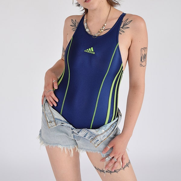 Vintage 90s Adidas Racerback Swimsuit , Cut Out Swimsuit , Vintage One Piece UK6 US2 EU34