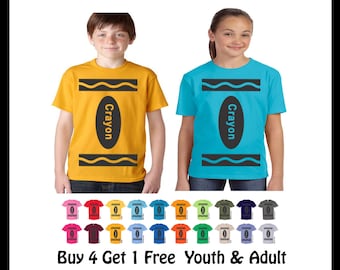 Crayon Costume Kids Youth Girls Boys Group Matching Halloween Costume Shirt
