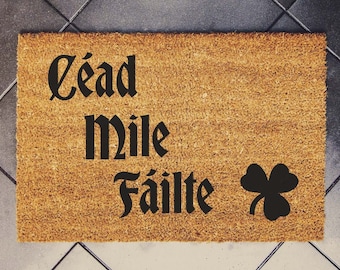 céad míle fáilte Doormat | Paillasson personnalisé | Paillasson extérieur | Cadeau | Accueil Cadeau | Tapis de bienvenue | | écossais Irlandais