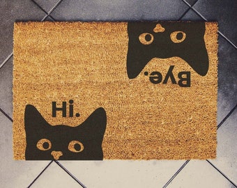 Hi Bye Cat Doormat - Funny Cat Doormat - Gift For Pet Lovers - Welcome Door Mat - Custom Cat Doormat, Funny Doormat, Funny Door Mat,