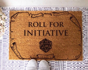 Dungeons Dragons Door Mat v2 - Welcome Roll For Initiative Doormat Initiative Door Mat - Custom Doormats - Dungeon Master Gift for geek