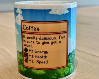 Stardew valley coffee Mug, Stardew Valley Inspired Mug, Coffee Stats, Gamer Gift, Birthday gift, Coffee Mug, coffee Stats