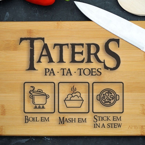 Le Seigneur des Anneaux Gravé Planche à Découper En Bois Pommes de terre Taters Cheese Board Servant Planche Hobbit