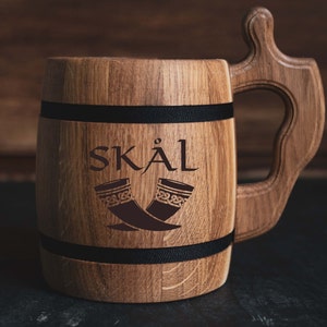 Skål   viking home deco Oak Wooden Beer Mug Wooden beer mug 20 OZ/ 0.6L