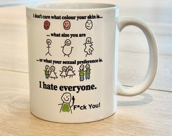 F*ck You taza de café, odio a todos taza, gente que odia la taza, regalo divertido para él sus compañeros de trabajo taza de meme taza divertida taza de meme fino