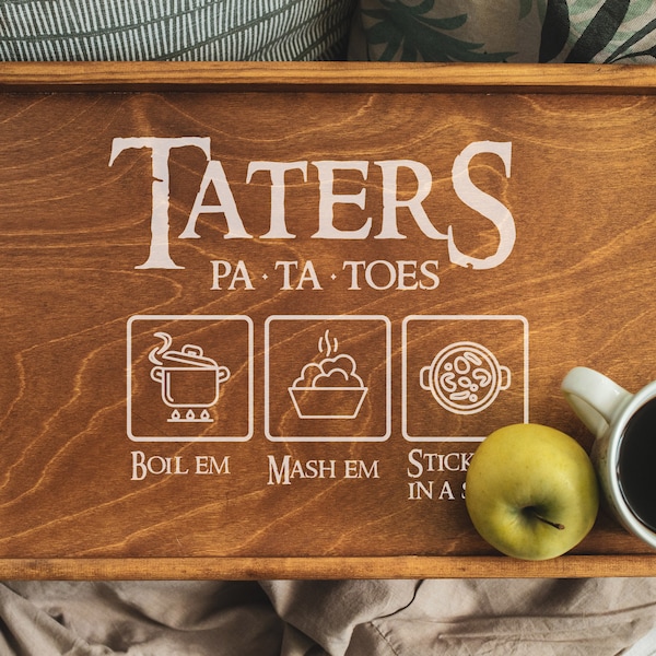 LOTR Taters Beau plateau de service avec jambes LOTR Second Breakfast Club Pommes de terre Taters