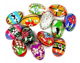 Easter eggs painted wooden POLISH eggs LARGE XL 10pcs  Easter egg Gif for Easter Hand painted wood Easter eggs