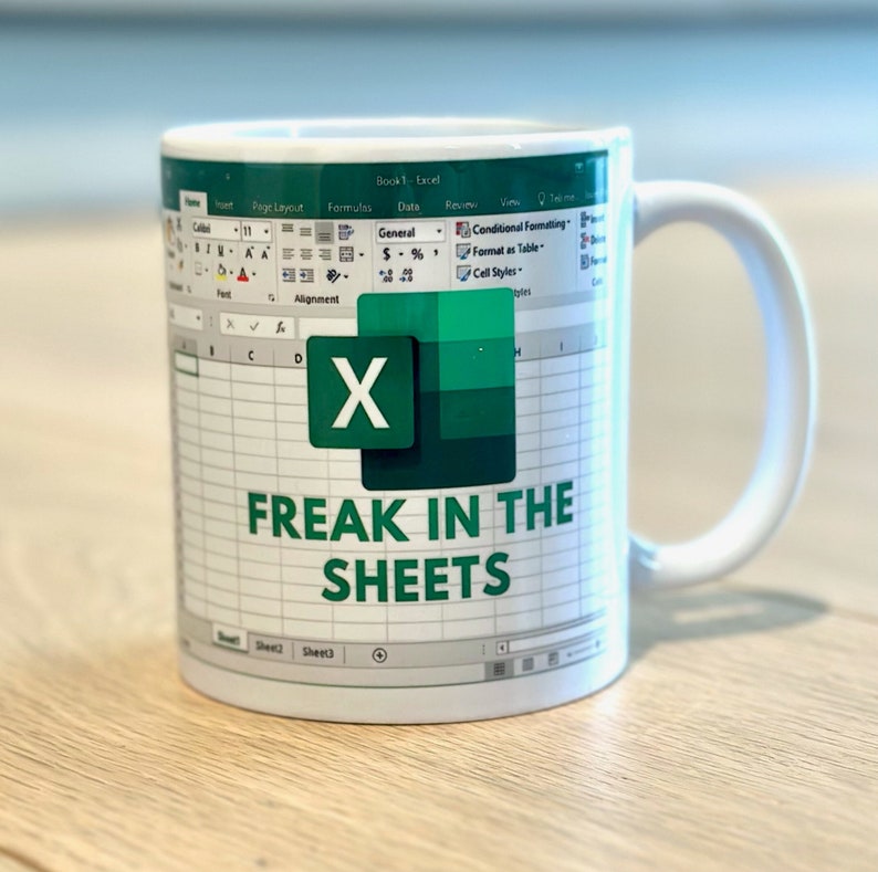 Funny 'Freak in the sheets' Excel mug gift idea for coworkers, accounting, boss, or friend 11 0Z image 1