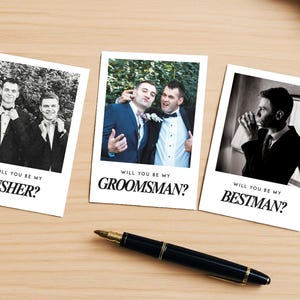 Carte photo pour proposition de garçon d'honneur avec ruban photo Carte photo Polaroid Carte de fête de garçon d'honneur Carte personnalisée Be my Usher Pageboy boîte à propositions